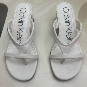 White Calvin Klein strapless sandal heels Size 7M worn please see pictures
